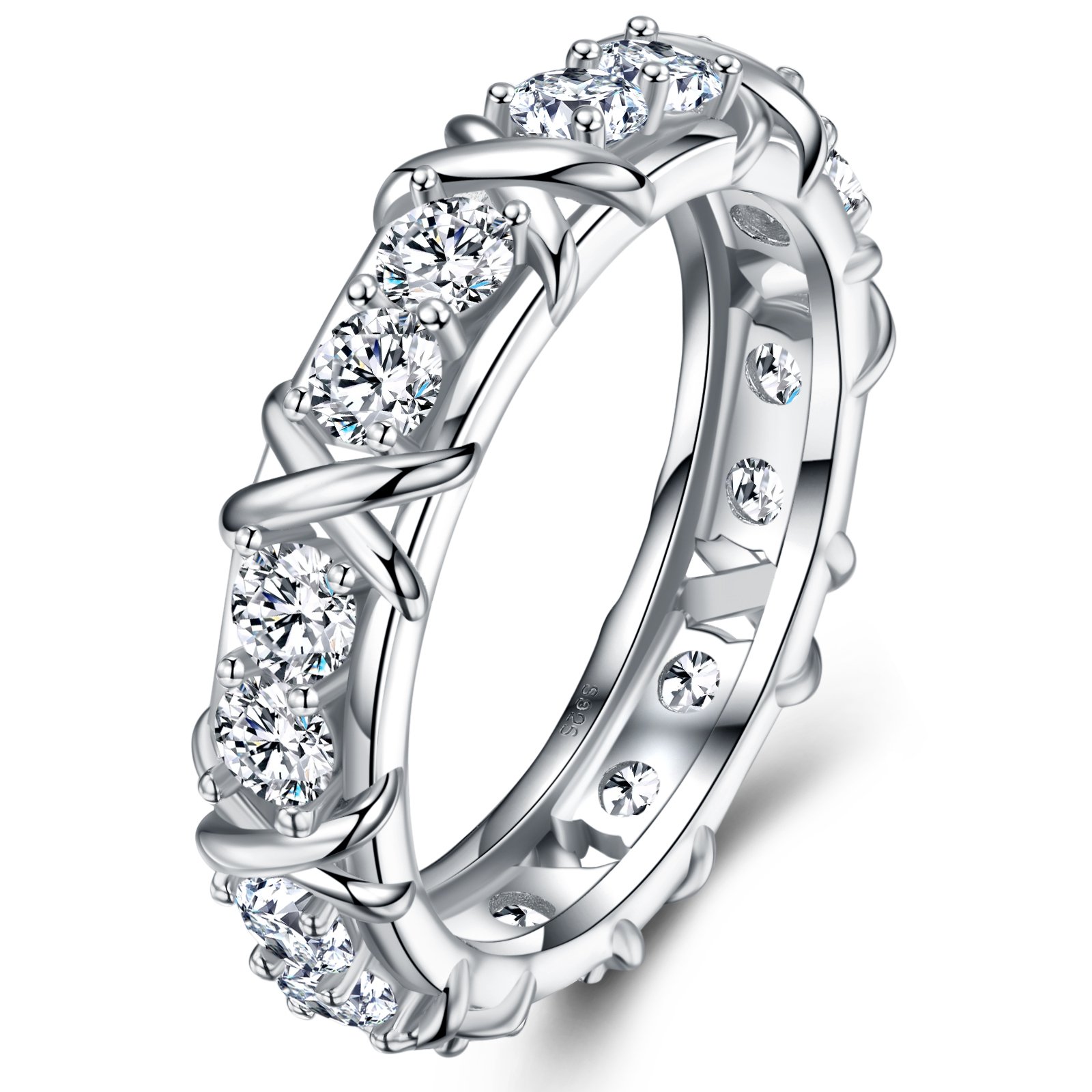 X-Cross Round Moissanite Full Eternity Band Ring
