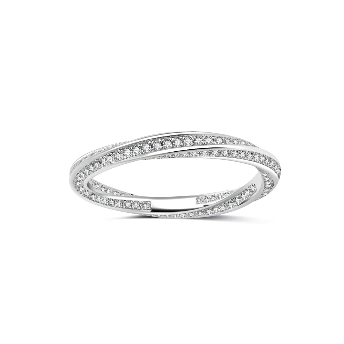 Mobius Infinity Pave Moissanite Eternity Ring | Twisted Double-Ribbon Band