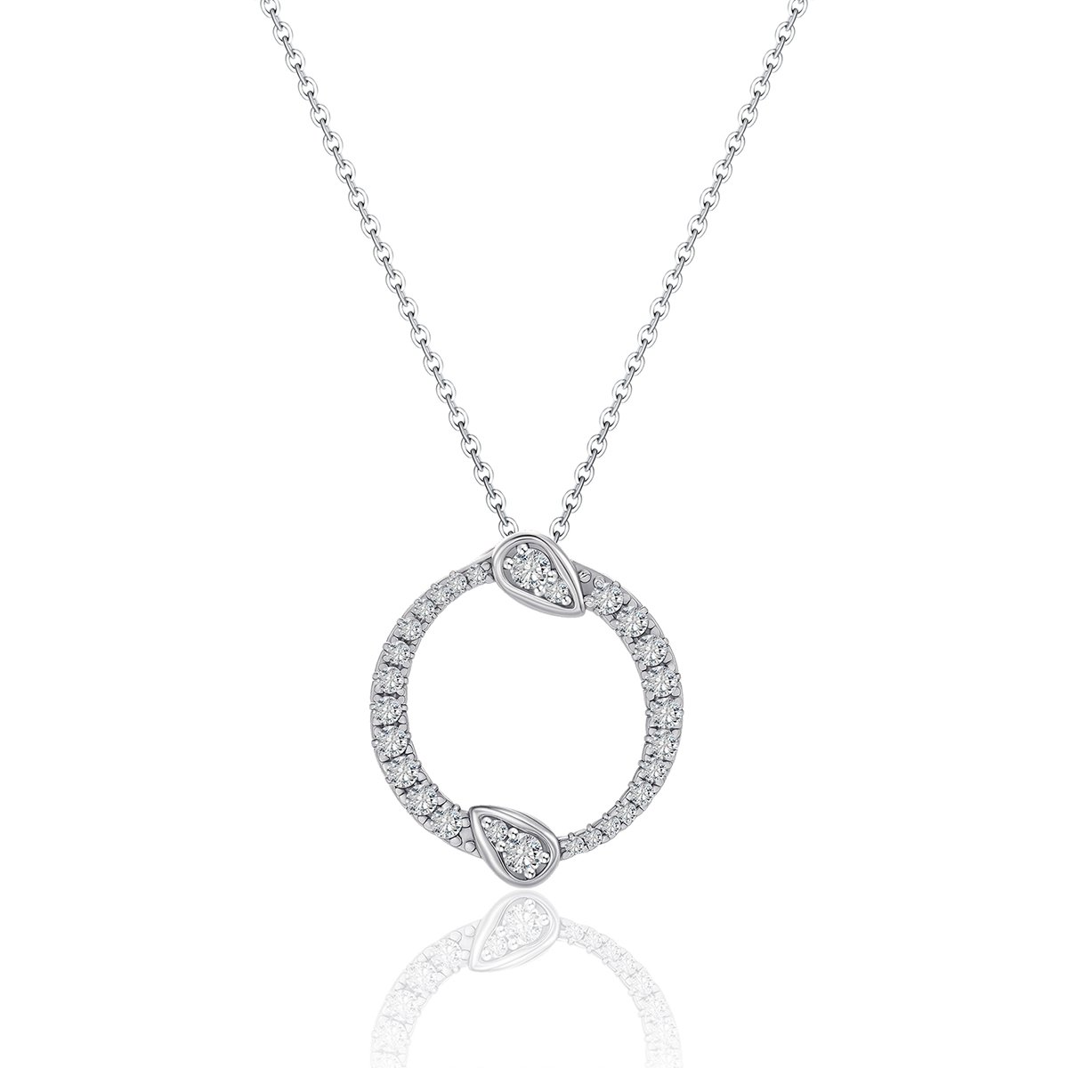 Moissanite Open Circle Pavé Pendant Necklace