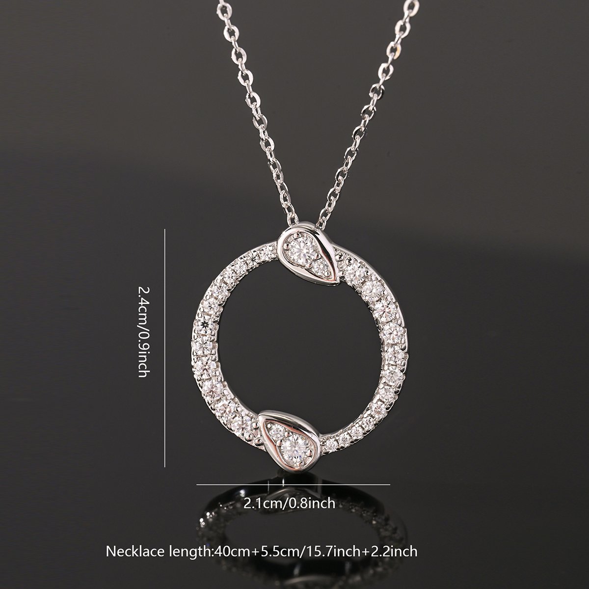 Moissanite Open Circle Pavé Pendant Necklace - Image 5
