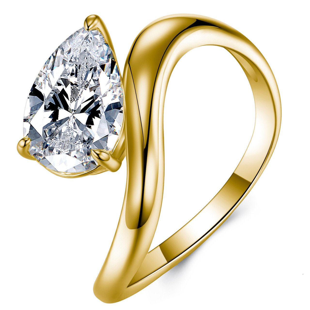Pear-Cut Moissanite Bypass Solitaire Ring | 2ct DEW White Gold - Image 2