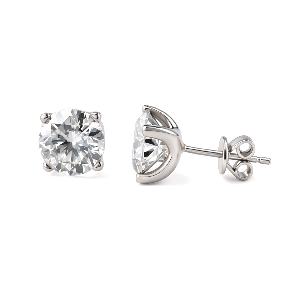 Round Moissanite Solitaire Stud Earrings