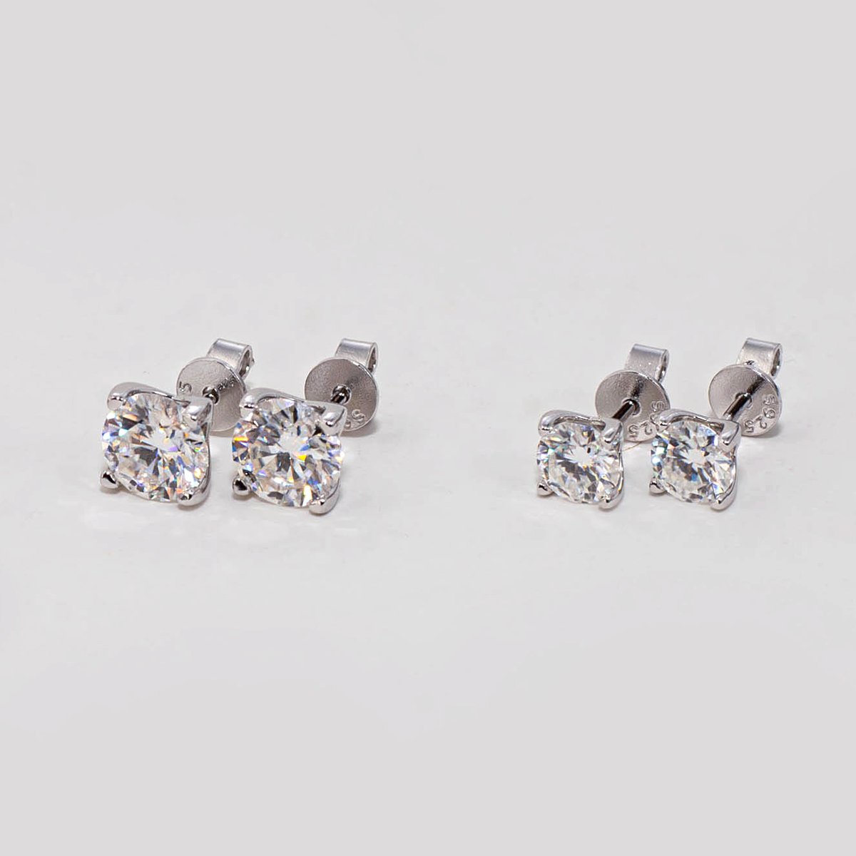 Round Moissanite Solitaire Stud Earrings - Image 2
