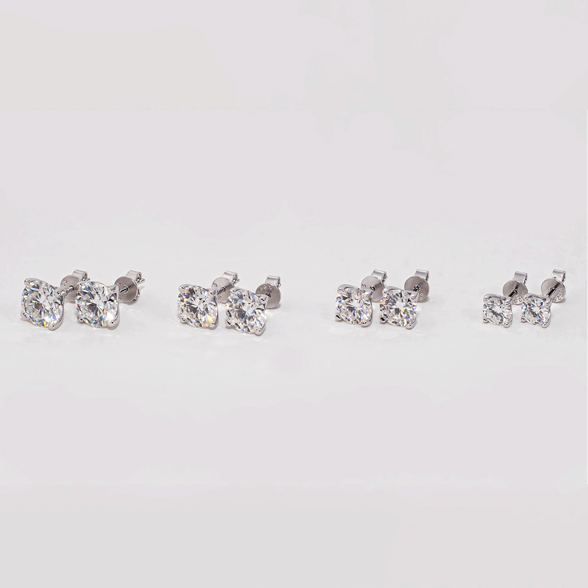 Round Moissanite Solitaire Stud Earrings - Image 3