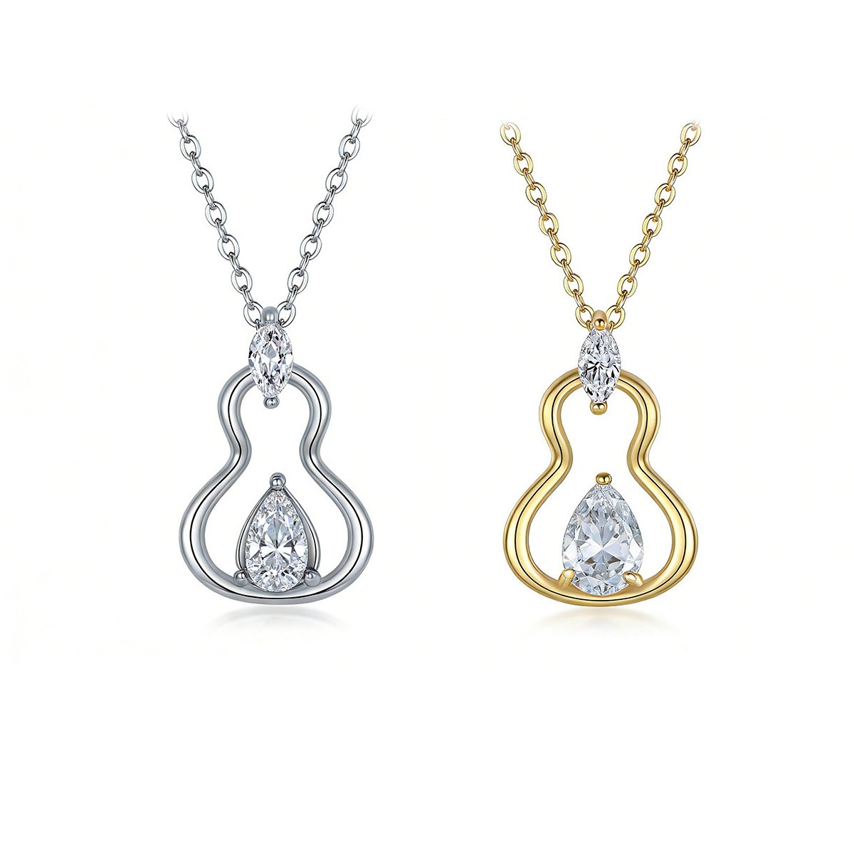 Pear-Cut Moissanite Gourd Silhouette Pendant Necklace