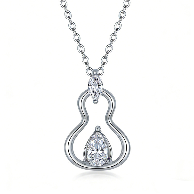 Pear-Cut Moissanite Gourd Silhouette Pendant Necklace - Image 2