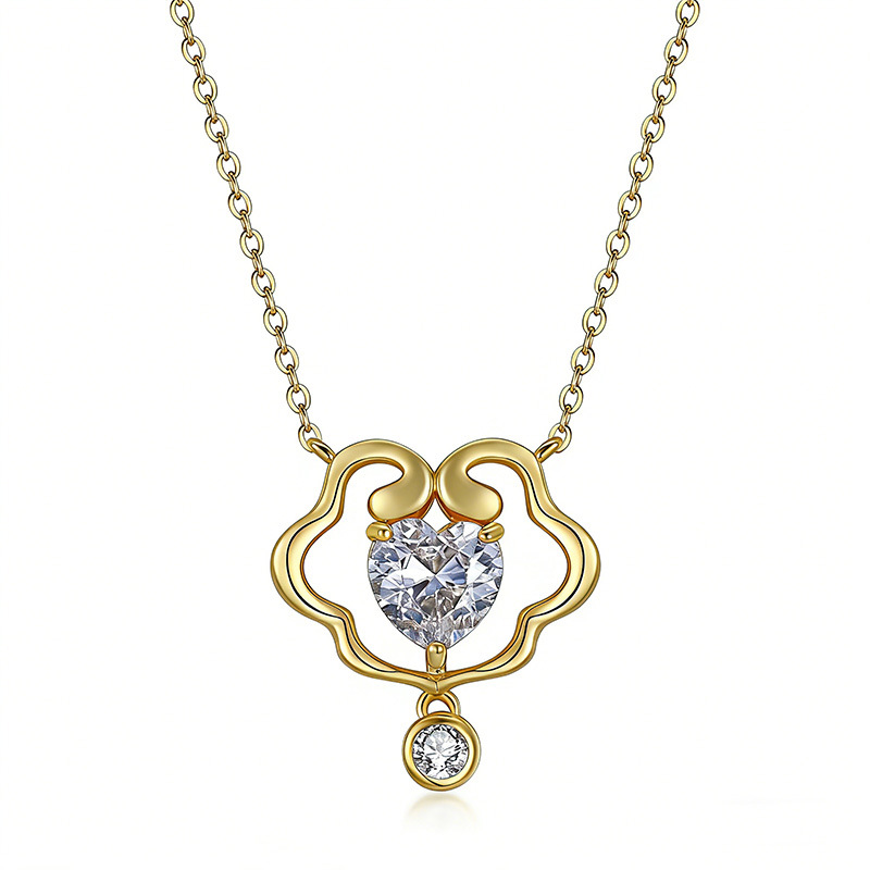 Heart Moissanite Cloud-Scroll Pendant Necklace | 1.2ct DEW Drop | 925 Silver - Image 3