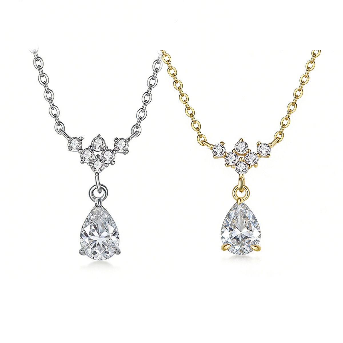 Pear-Drop Cluster Moissanite Necklace