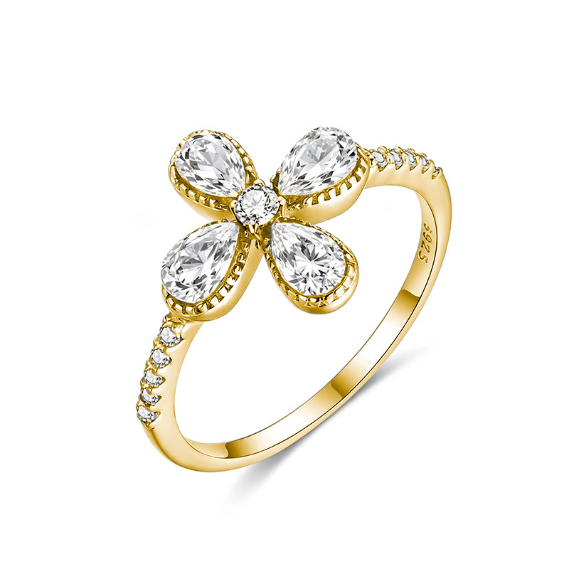 1.5ct Pear Moissanite Four-Leaf Clover Ring - Image 3