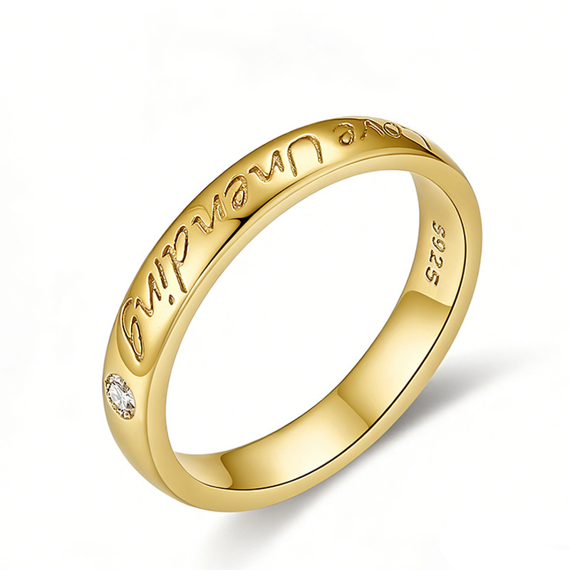 Round Moissanite Band Ring | Engraved 'Love Unending' | 925 Silver, White or Yellow Gold - Image 3