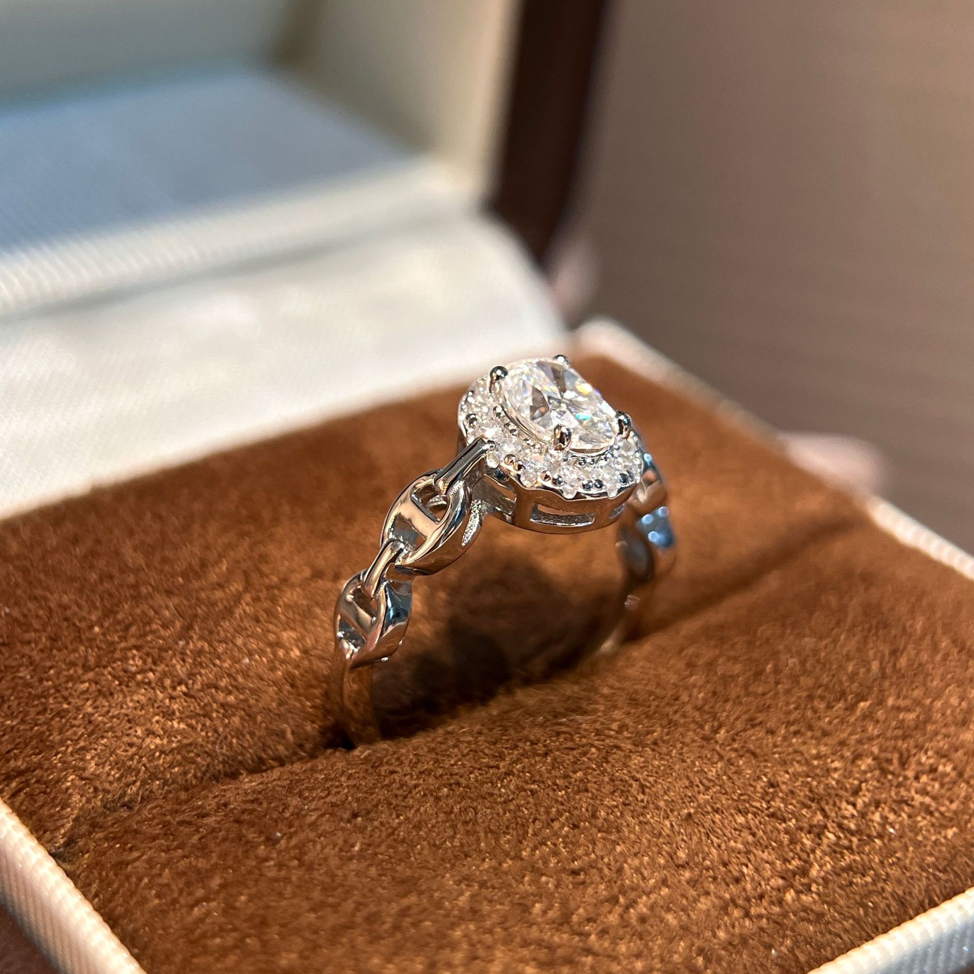Oval Halo Celtic-Knot Moissanite Ring | 1ct DEW | 925 Sterling Silver - Image 4