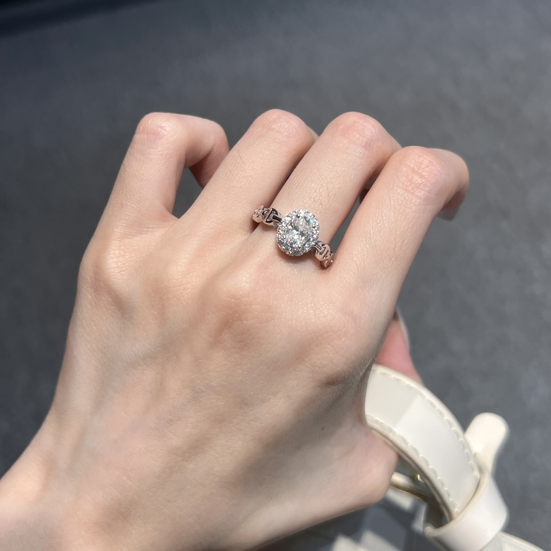 Oval Halo Celtic-Knot Moissanite Ring | 1ct DEW | 925 Sterling Silver - Image 5