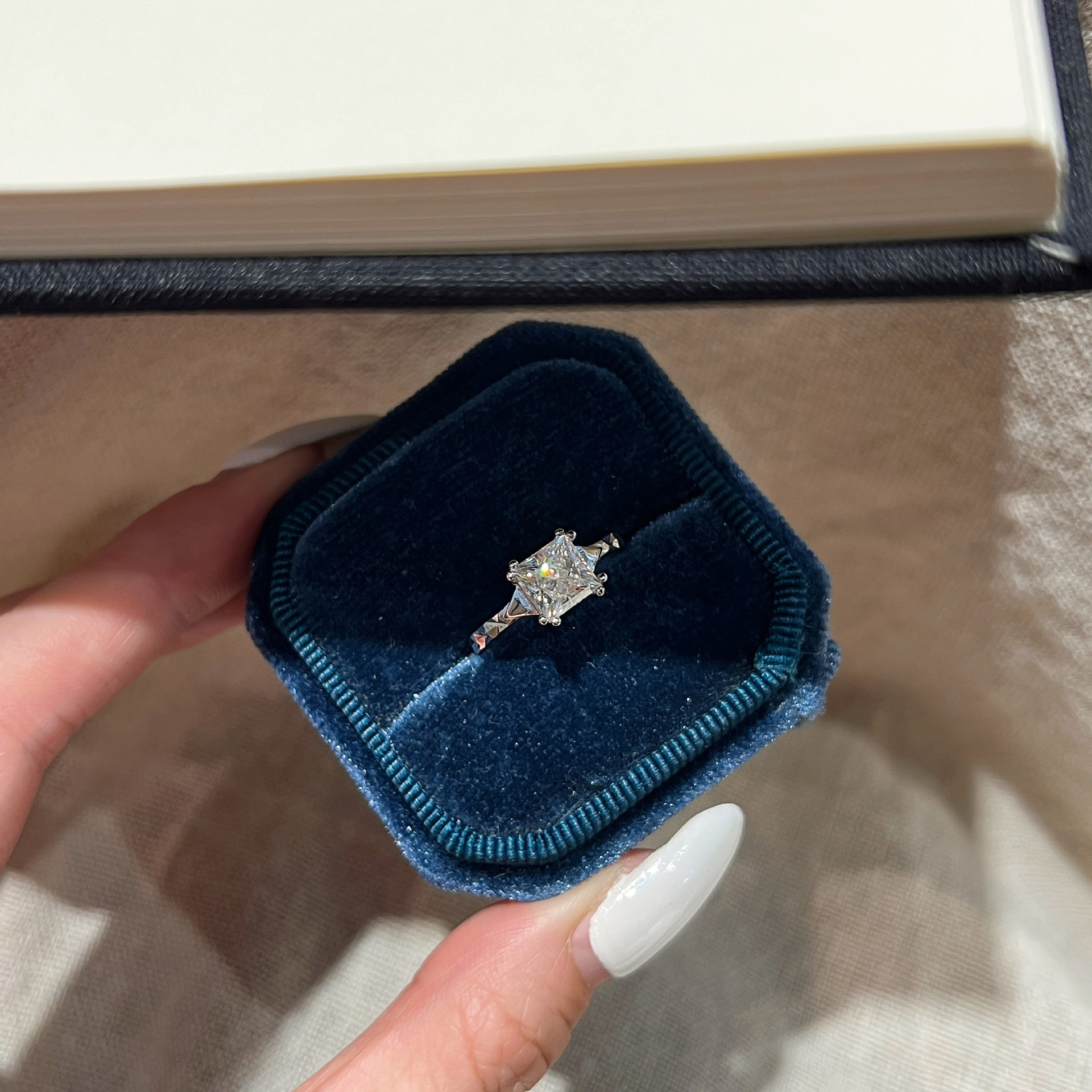 Princess-Cut Moissanite Solitaire Ring - Image 3