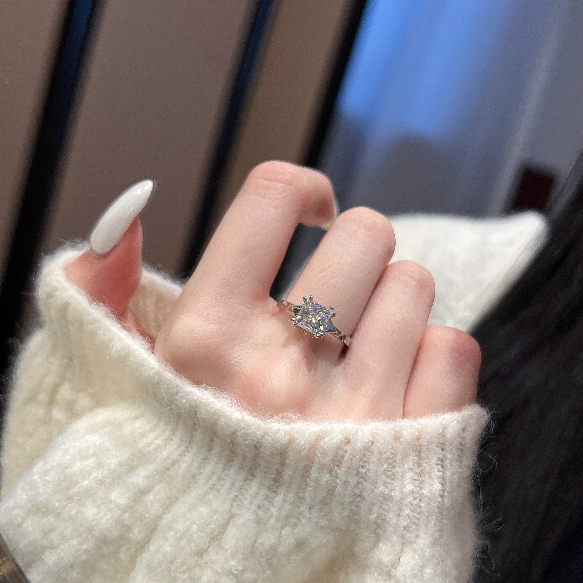 Princess-Cut Moissanite Solitaire Ring - Image 4