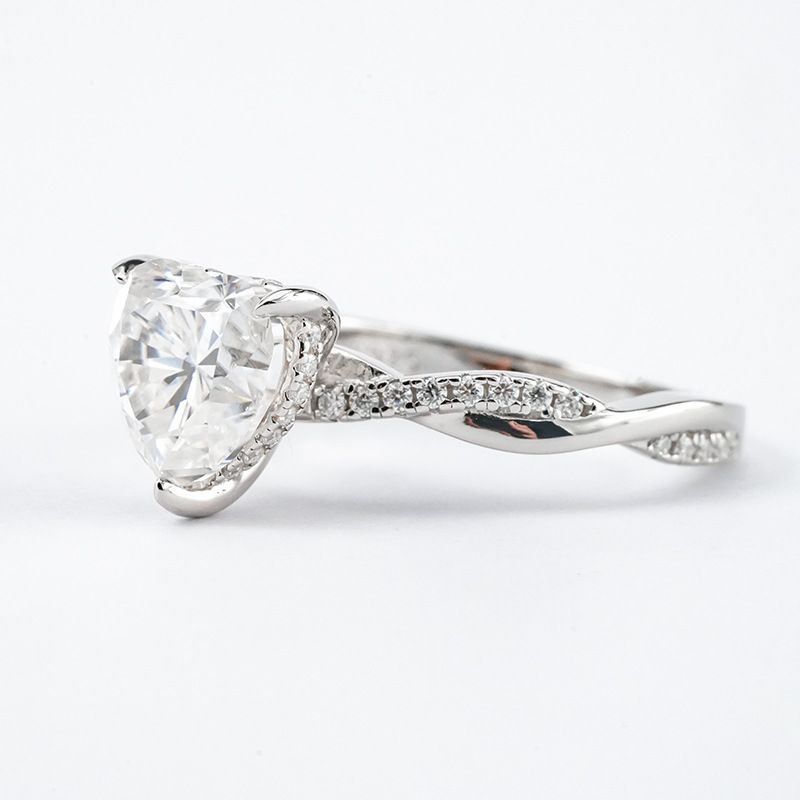 Heart-Cut Moissanite Twisted-Vine Solitaire Ring | 2.0ct DEW | 925 Silver - Image 3