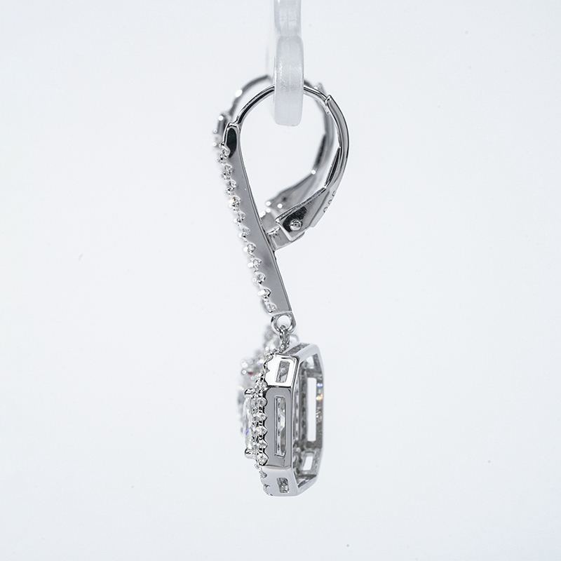 Double-Halo Princess-Cut Moissanite Drop Earrings - Image 4