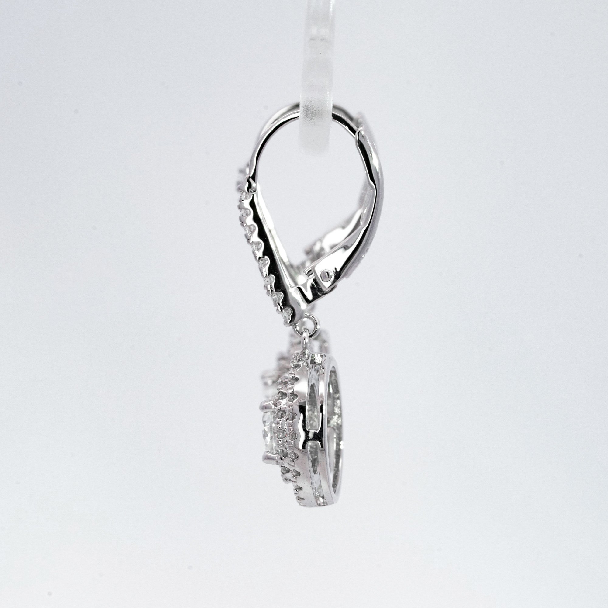Double Halo Moissanite Leverback Drop Earrings - Image 4