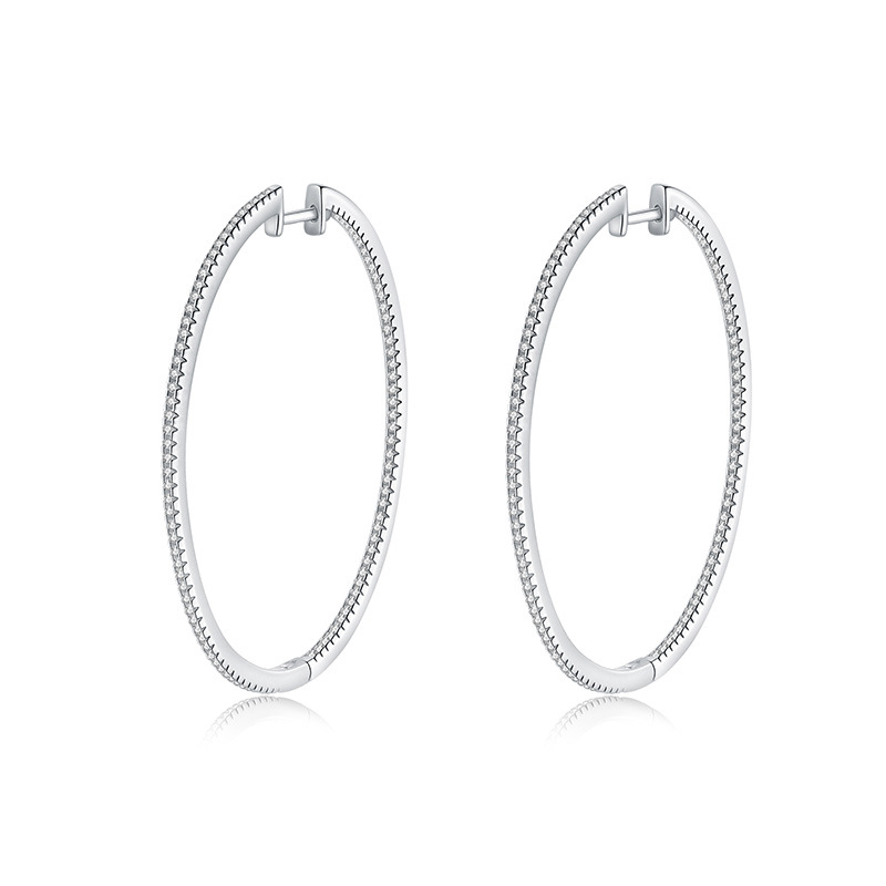 Large Pave Moissanite Hoop Earrings | 1.67ct Inside-Out Round