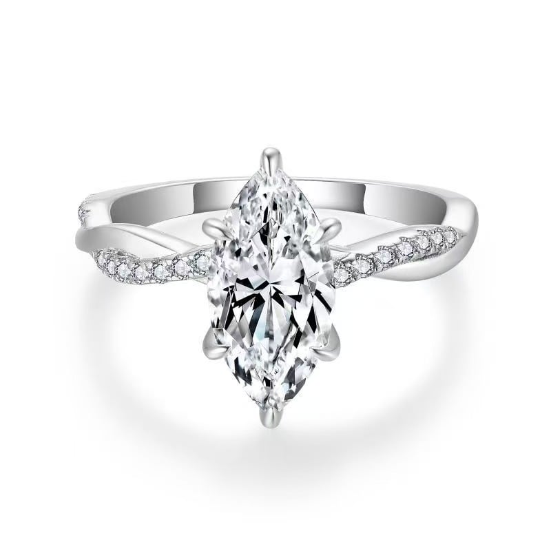 Marquise Moissanite Twisted-Vine Solitaire Ring