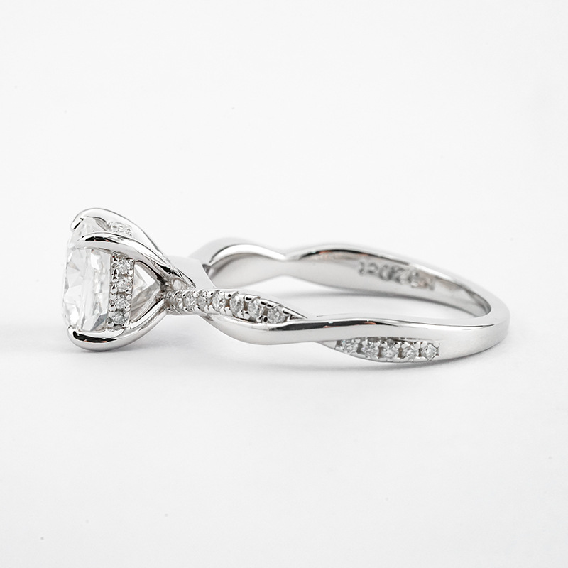 Cushion Cut Moissanite Twisted Vine Pavé Ring | 2ct DEW | 925 Silver - Image 2