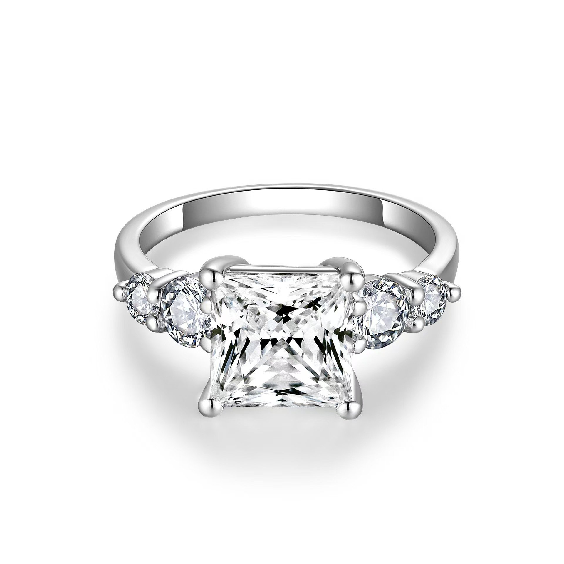Princess-Cut Five-Stone Moissanite Engagement Ring