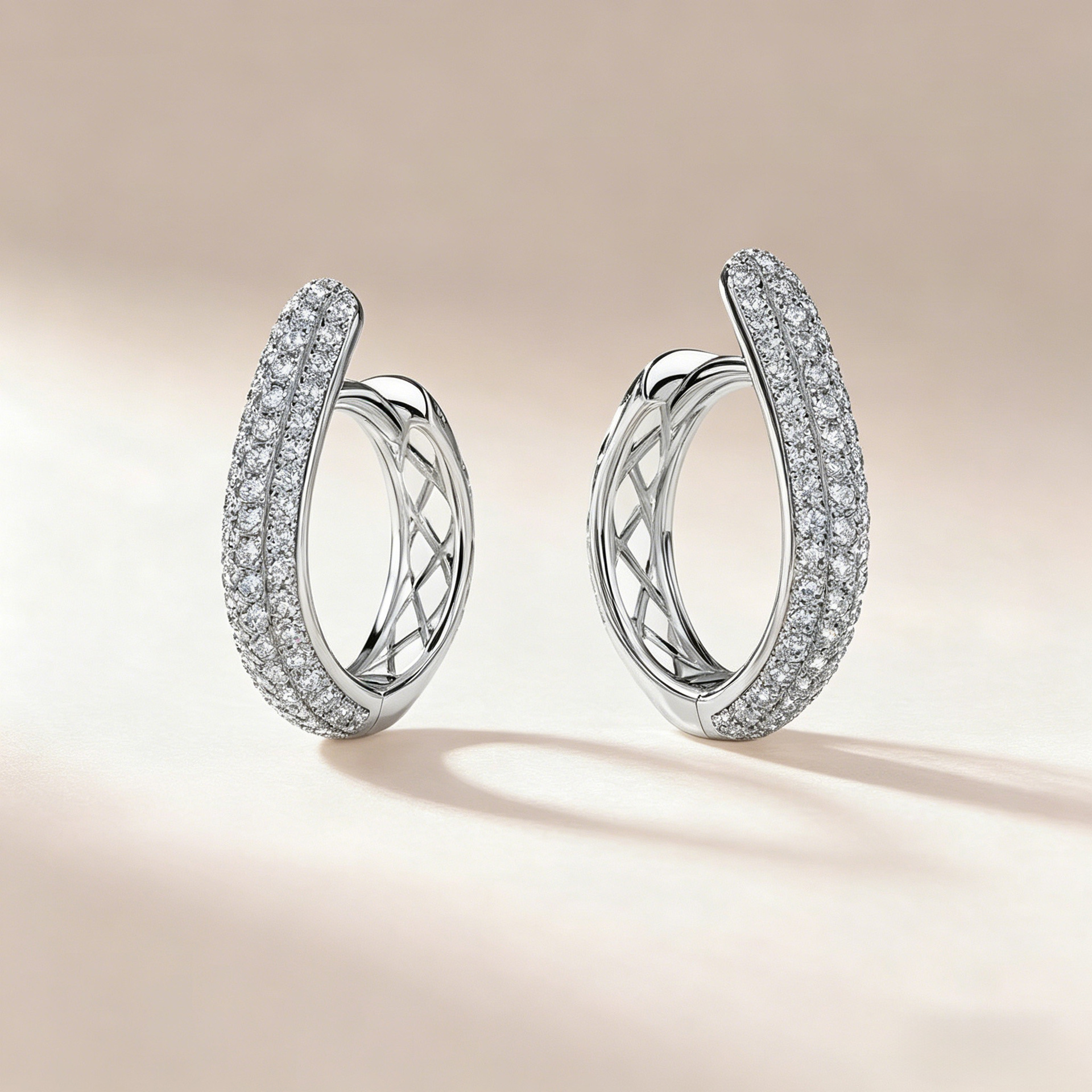 Triple-Row Pavé Moissanite Huggie Hoop Earrings (0.6ct DEW) - Image 2