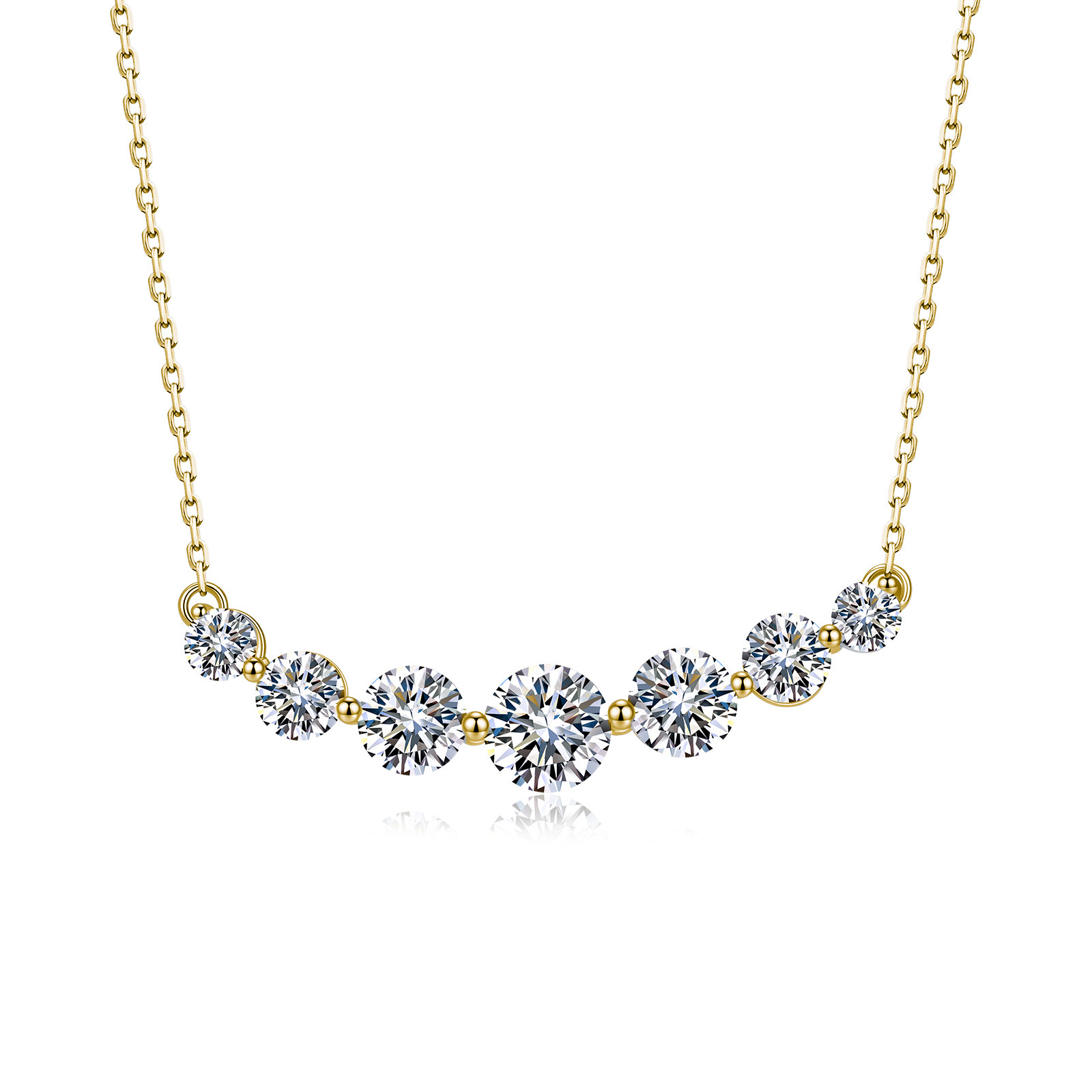 Graduated Seven-Stone Moissanite River Necklace - Image 2