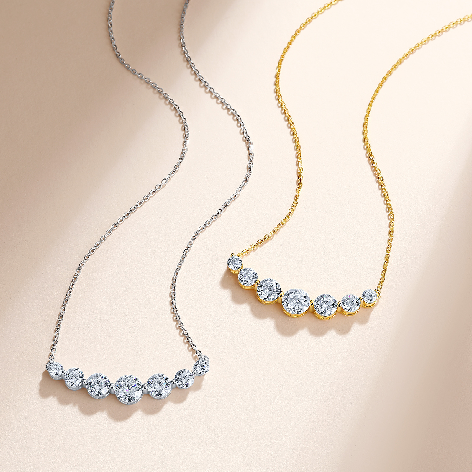 Graduated Seven-Stone Moissanite River Necklace - Image 5