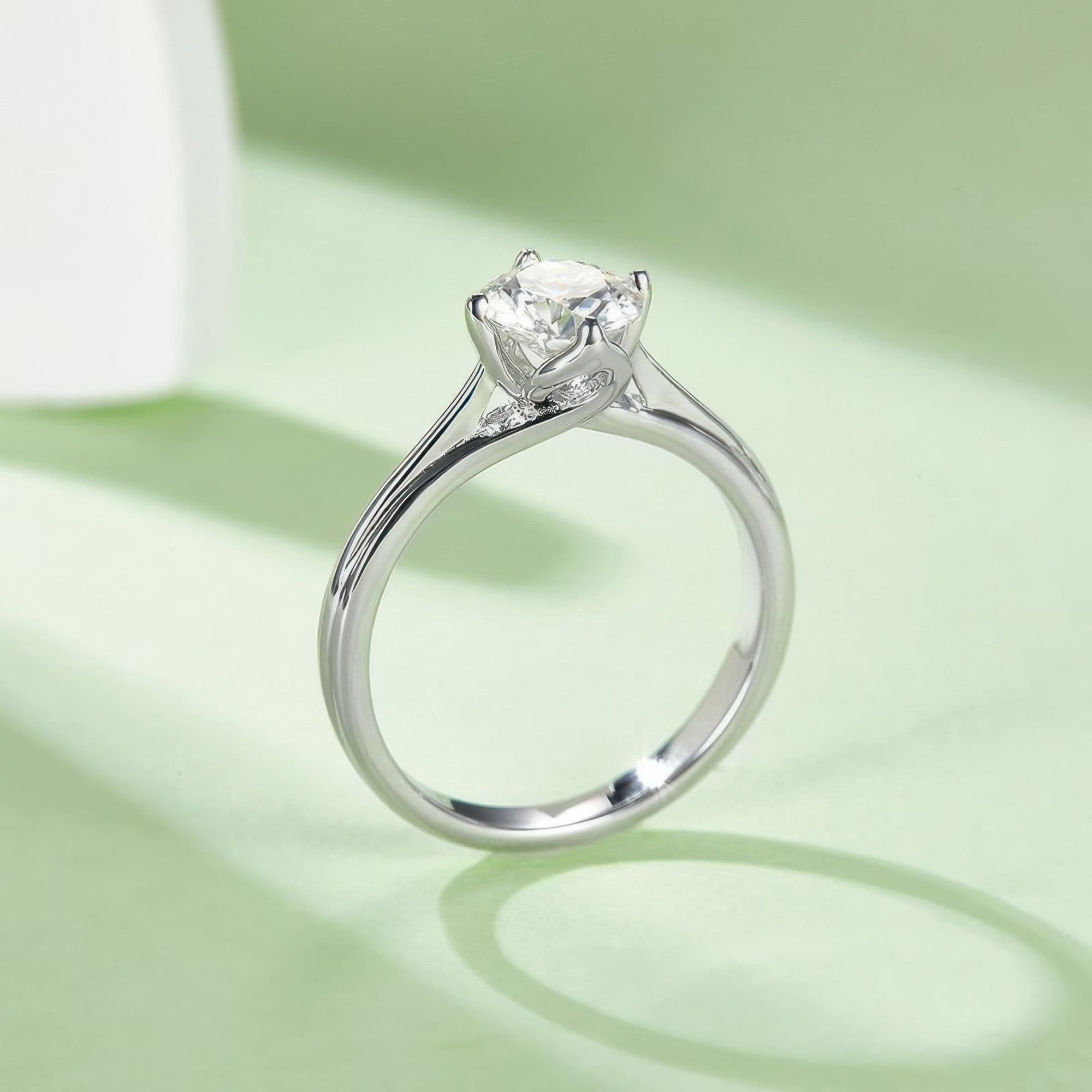 Lotus Flower Moissanite Ring | 1ct D VVS Brilliant Cut | 925 Sterling Silver - Image 6