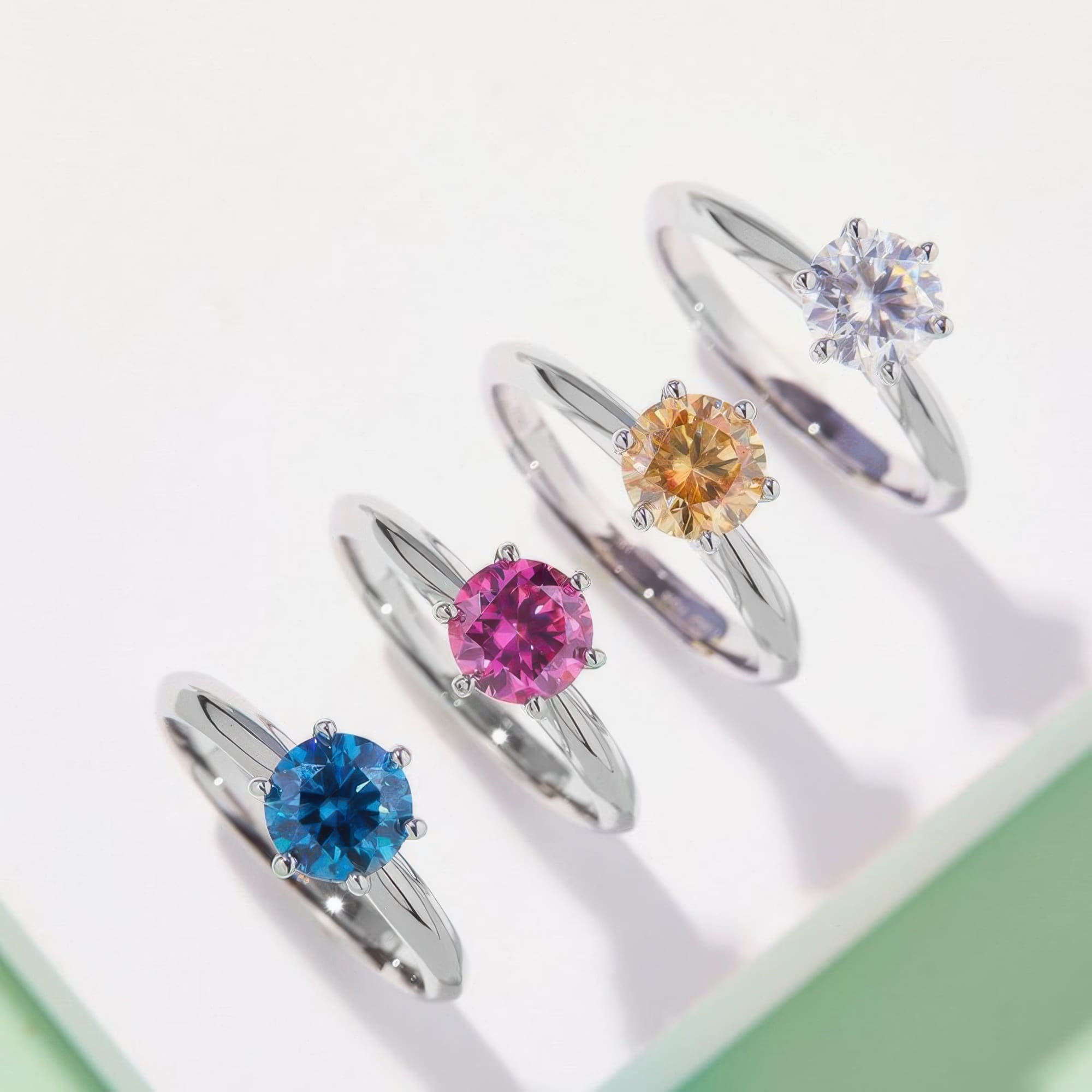 Classic Solitaire Moissanite Engagement Ring, 925 Silver Tiffany-Style - Image 7