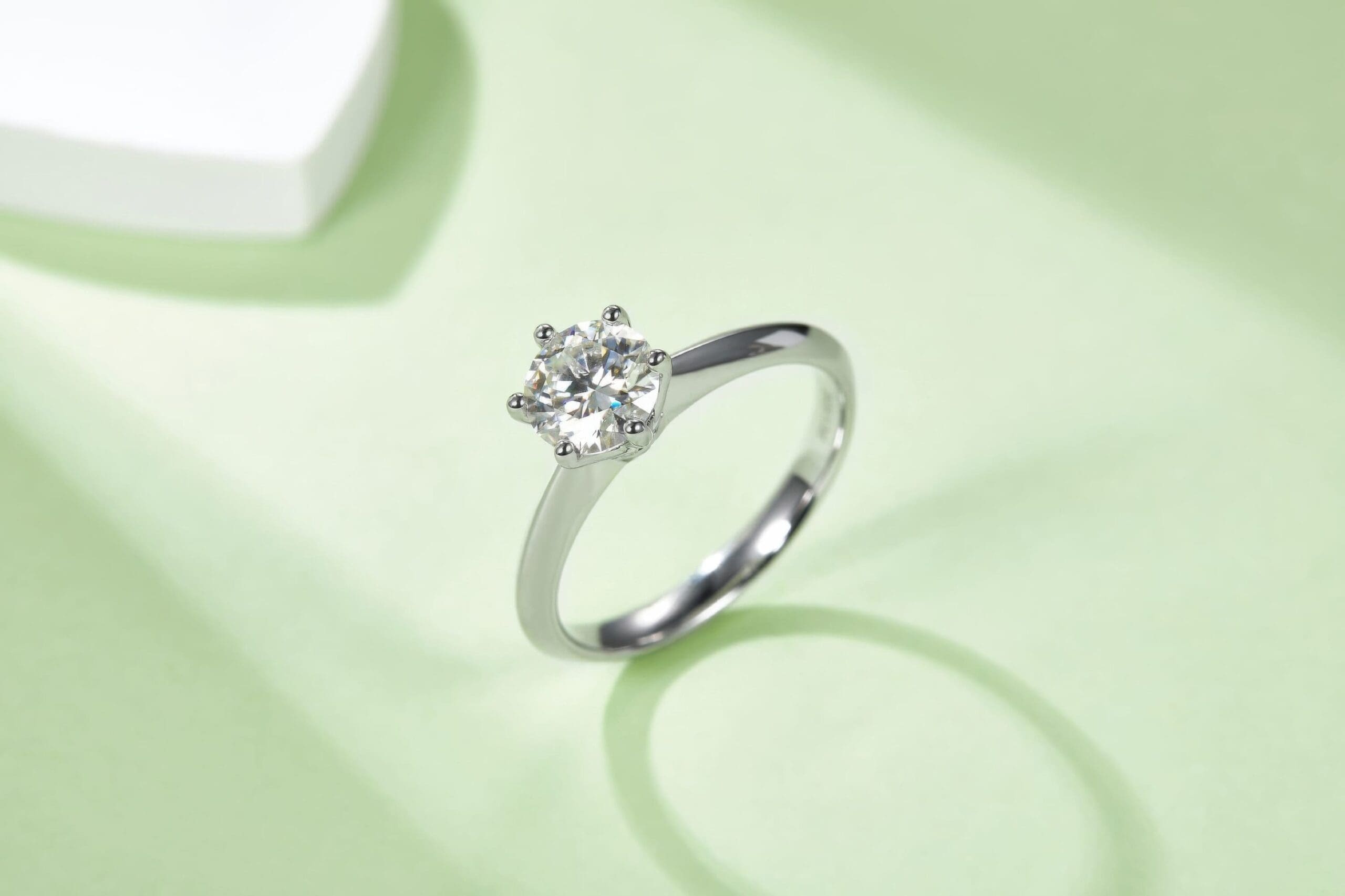 Classic Solitaire Moissanite Engagement Ring, 925 Silver Tiffany-Style - Image 6