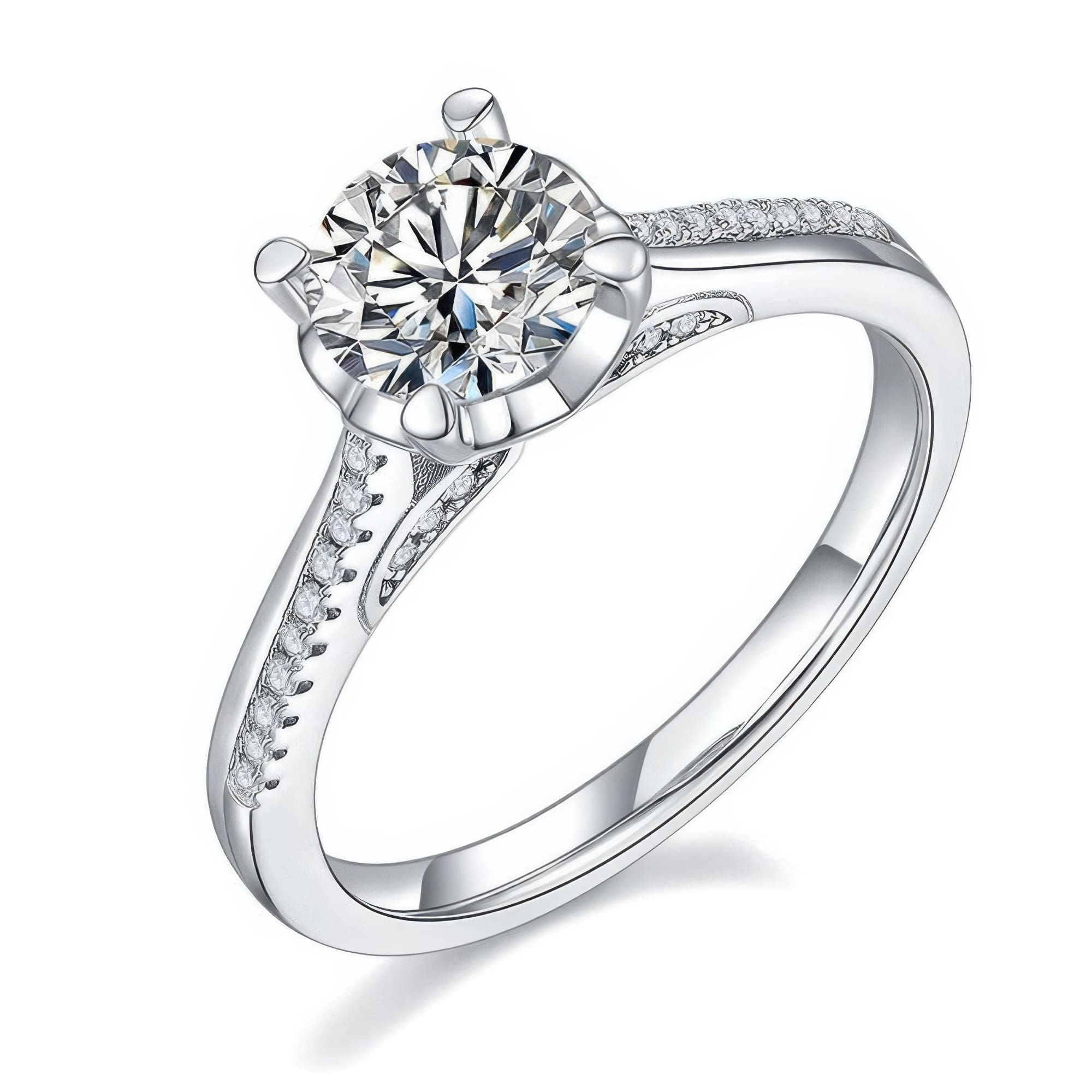 Mermaid Moissanite Engagement Ring | 925 Silver Sparkling Moissanite Fish Design