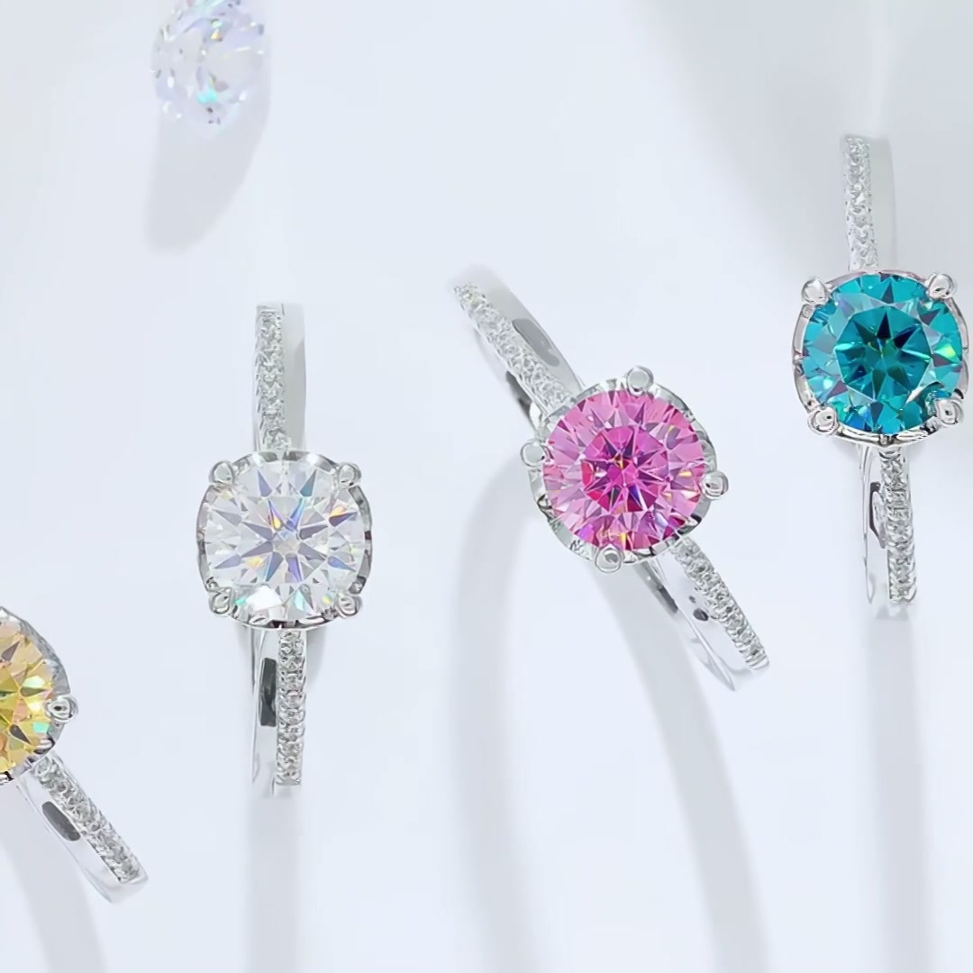 Mermaid Moissanite Engagement Ring | 925 Silver Sparkling Moissanite Fish Design product video thumbnail