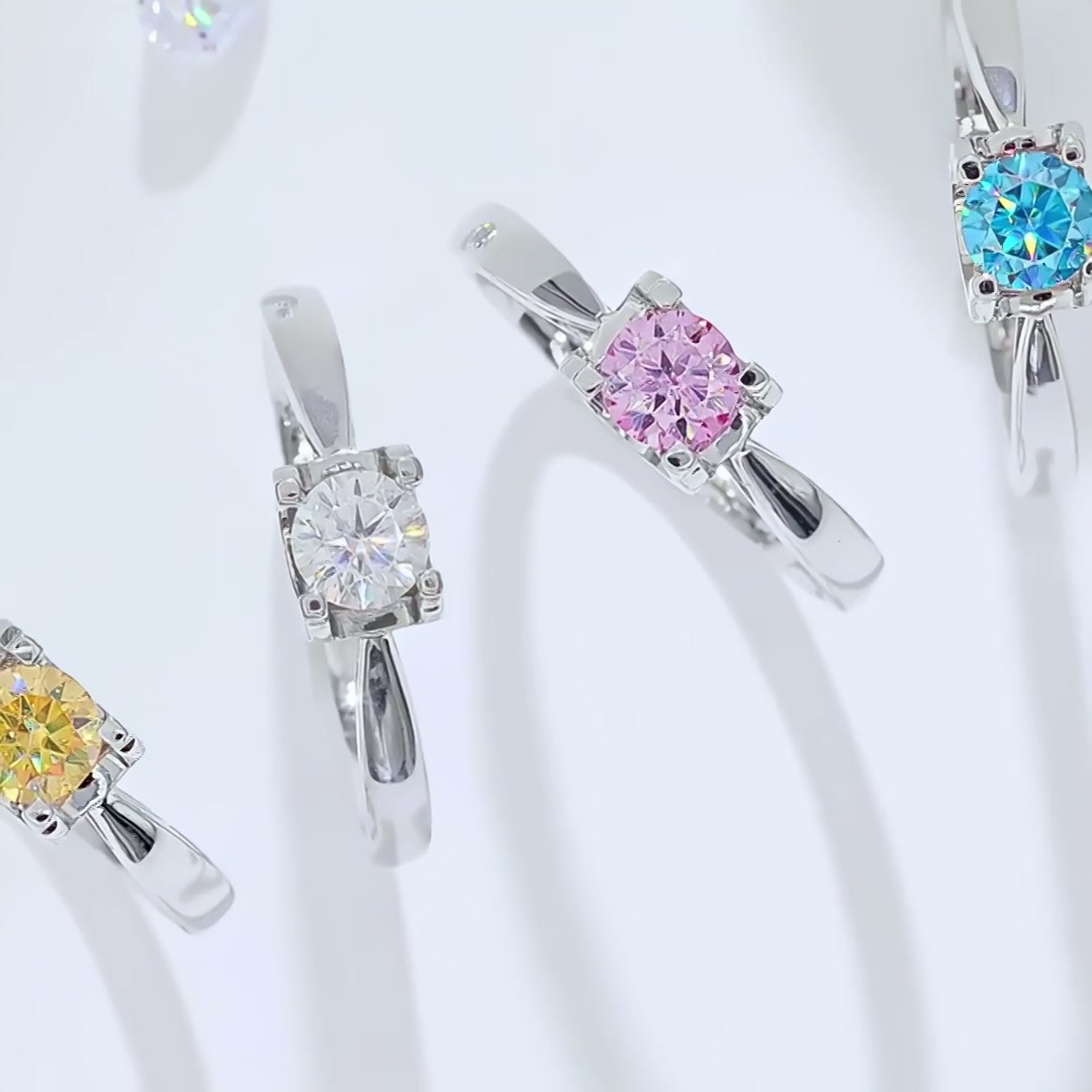 925 Silver Moissanite Fashion Ring | Geometric Straight Arm Design product video thumbnail