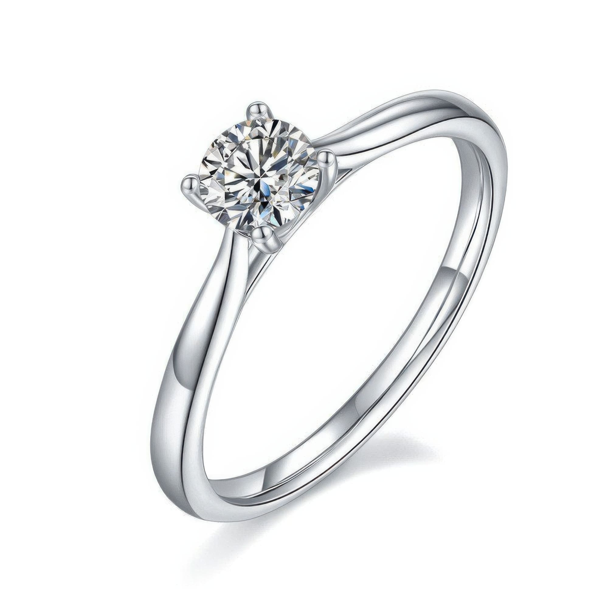 925 Silver 4 Prong Moissanite Ring