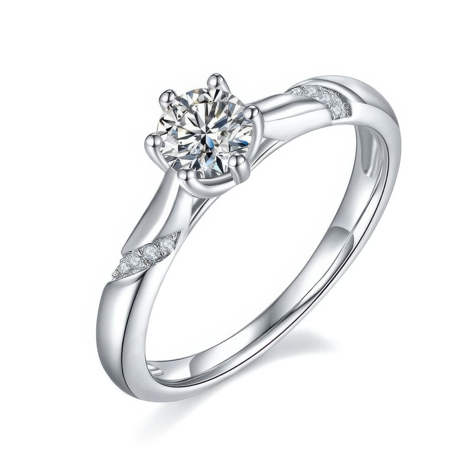 0.5ct Round Brilliant Cut Moissanite Ring |  | 925 Sterling Silver