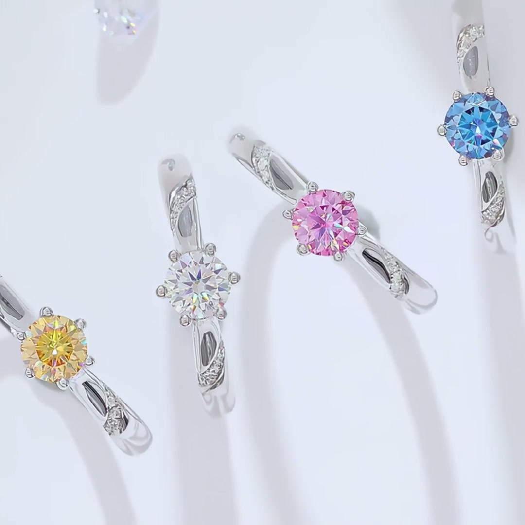 0.5ct Round Brilliant Cut Moissanite Ring |  | 925 Sterling Silver product video thumbnail