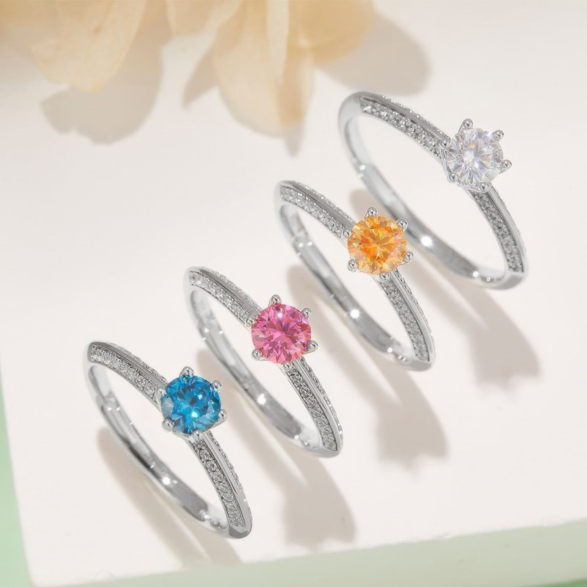 0.5ct Vintage Moissanite Ring | Multi-Color Stones | 925 Sterling Silver - Image 2