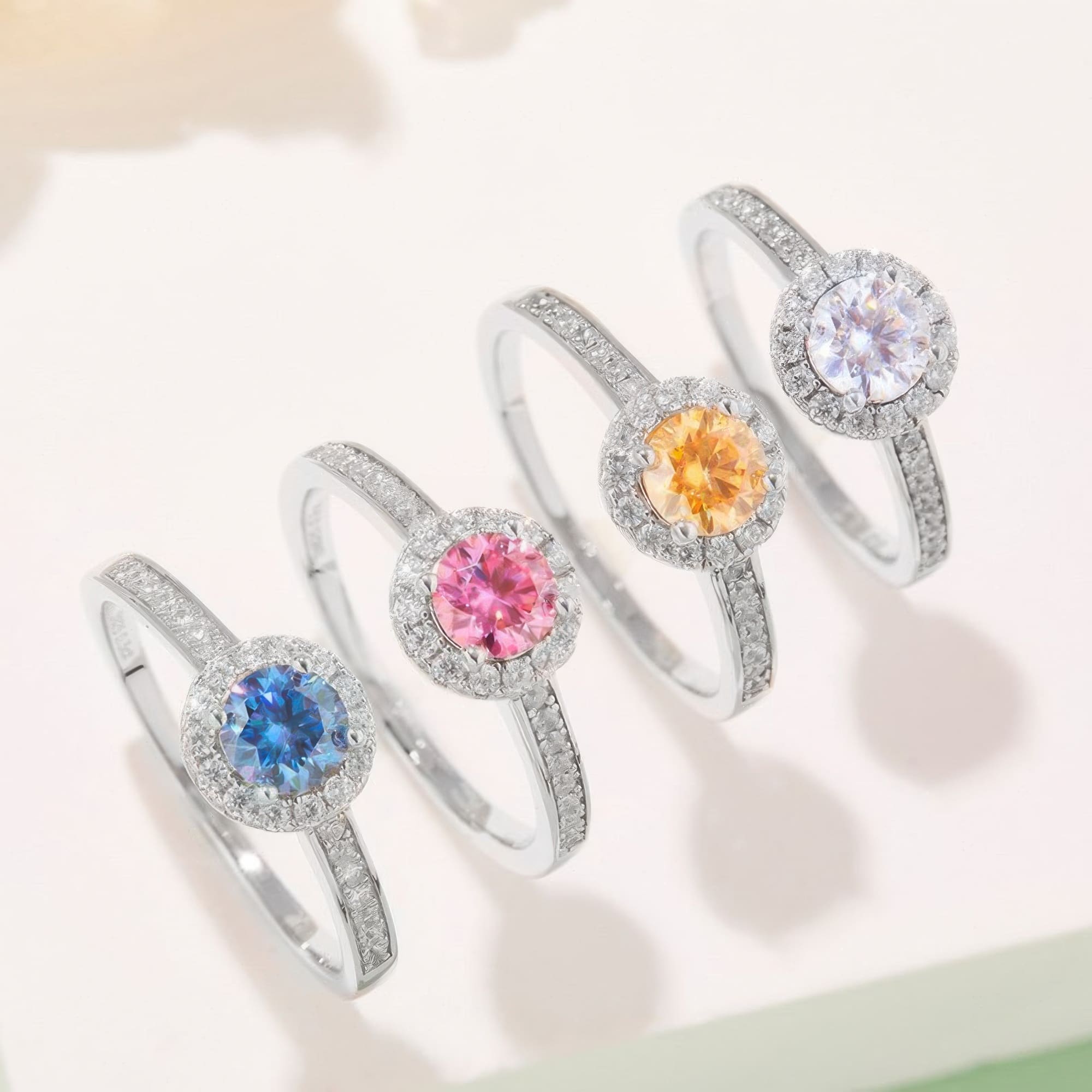 Geometric Moissanite Statement Ring | 0.5ct Round Cut Multi-Color 925 Silver - Image 2