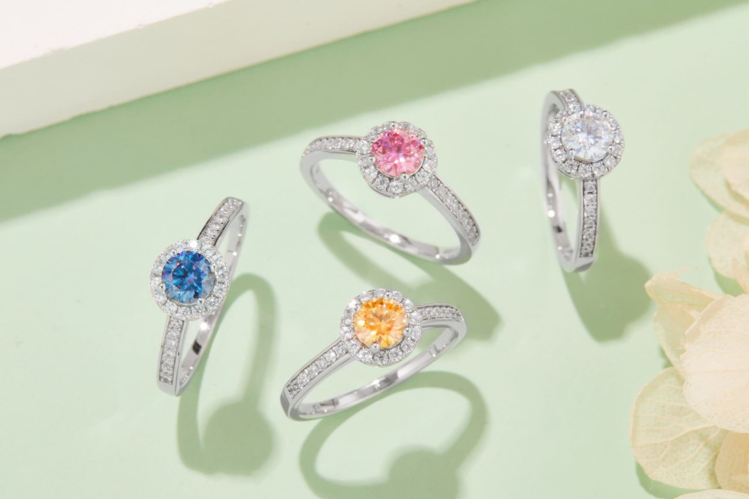 Geometric Moissanite Statement Ring | 0.5ct Round Cut Multi-Color 925 Silver - Image 3