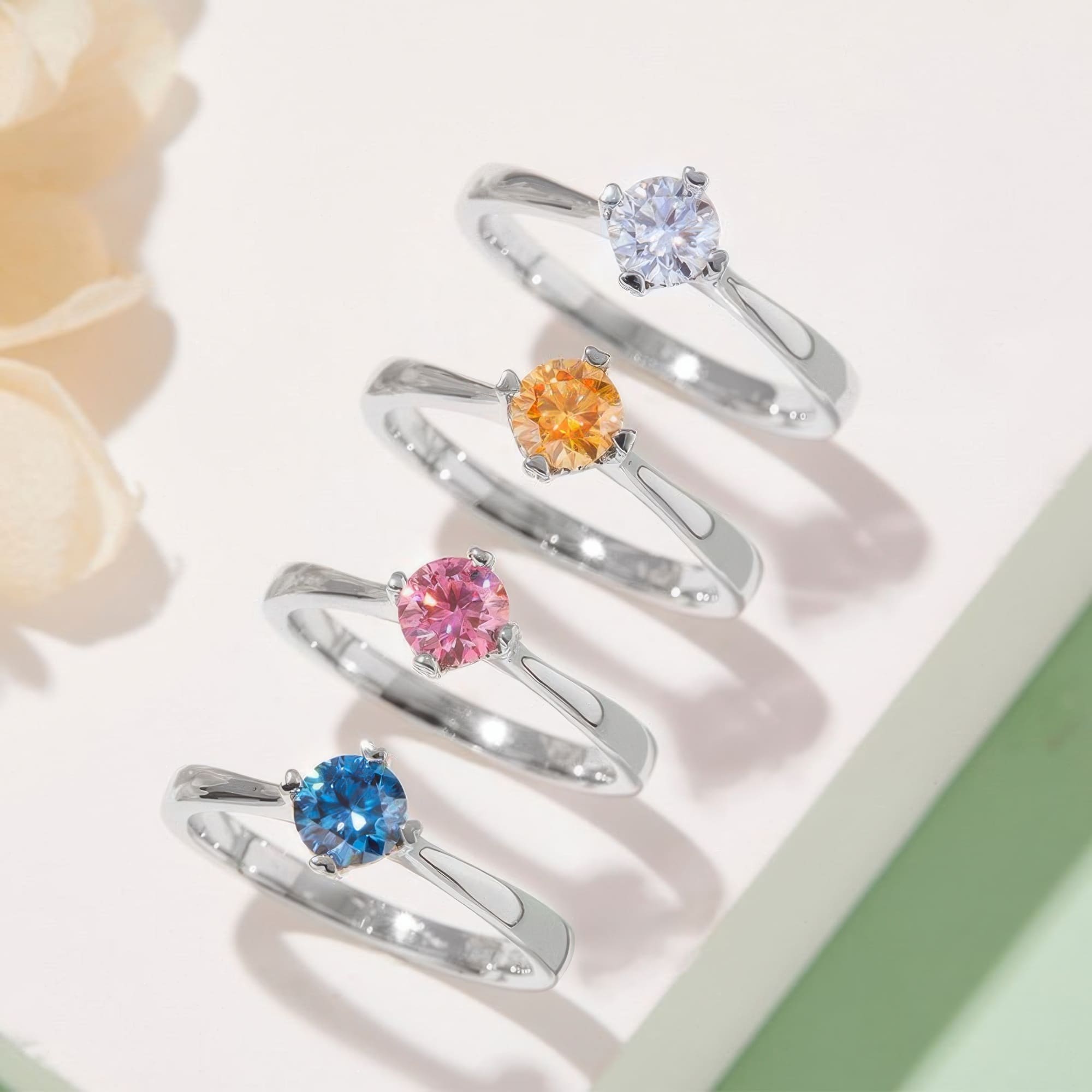 Geometric Moissanite Statement Ring | Multi-Color 0.5ct - Image 2