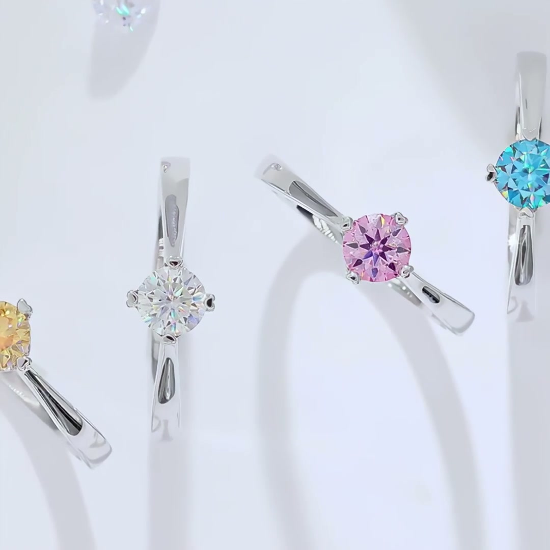 Geometric Moissanite Statement Ring | Multi-Color 0.5ct product video thumbnail