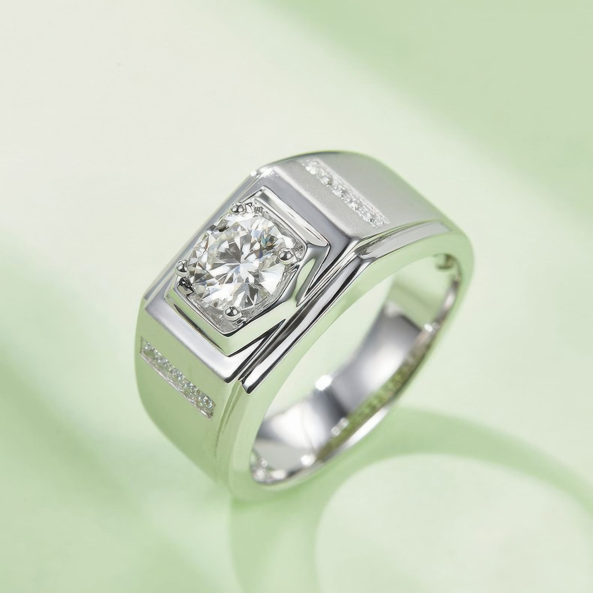 Men's Vintage Moissanite Ring | 1ct Round Cut Geometric 925 Silver Band - Image 2