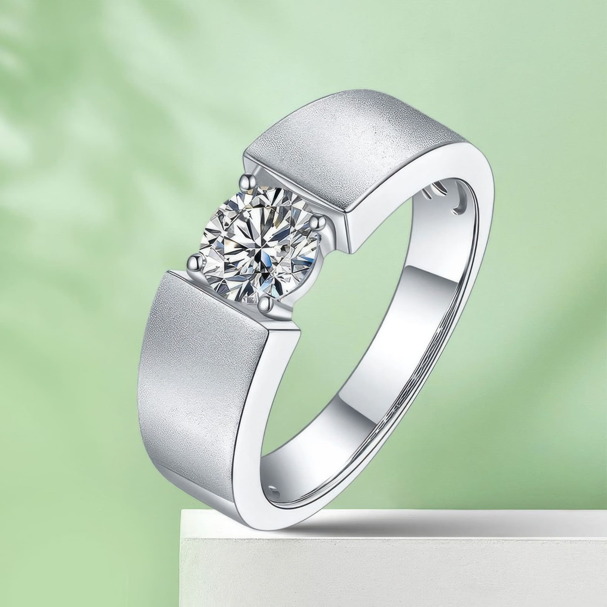 Men's Minimalist Moissanite Ring | 1ct D Color Round Cut | 925 Sterling Silver - Image 5