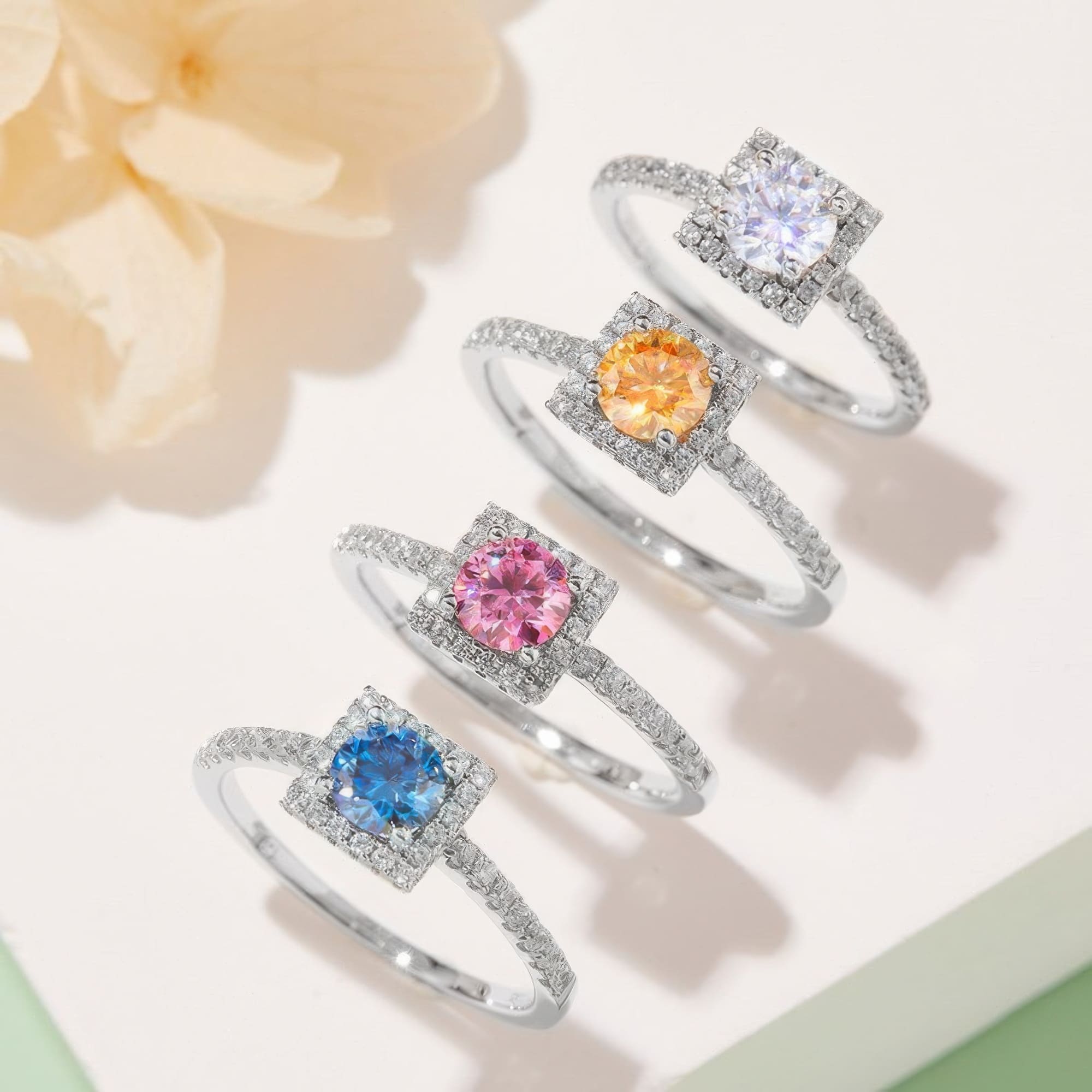 925 Silver Square Moissanite Ring | Multi-Color 0.5ct - alternate view