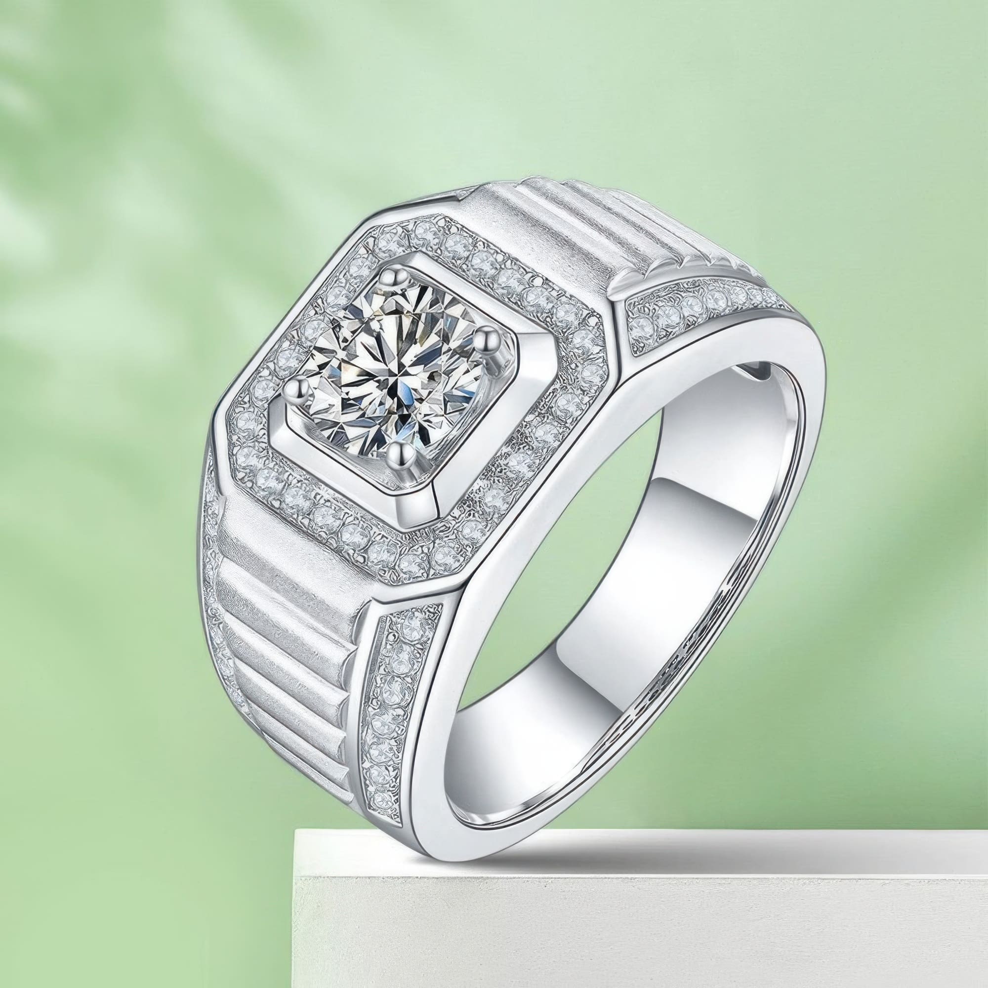 Men's 1 Carat Moissanite Ring | Classic Round Cut Sterling Silver - Image 5