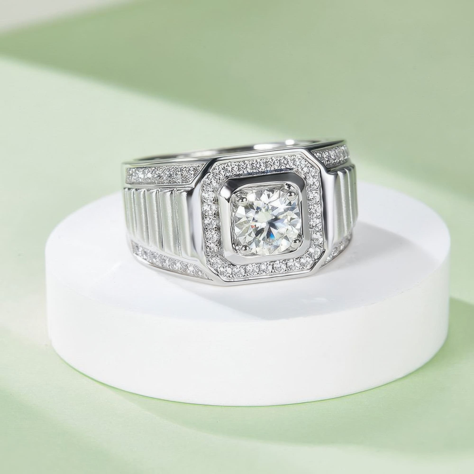 Men's 1 Carat Moissanite Ring | Classic Round Cut Sterling Silver - Image 3