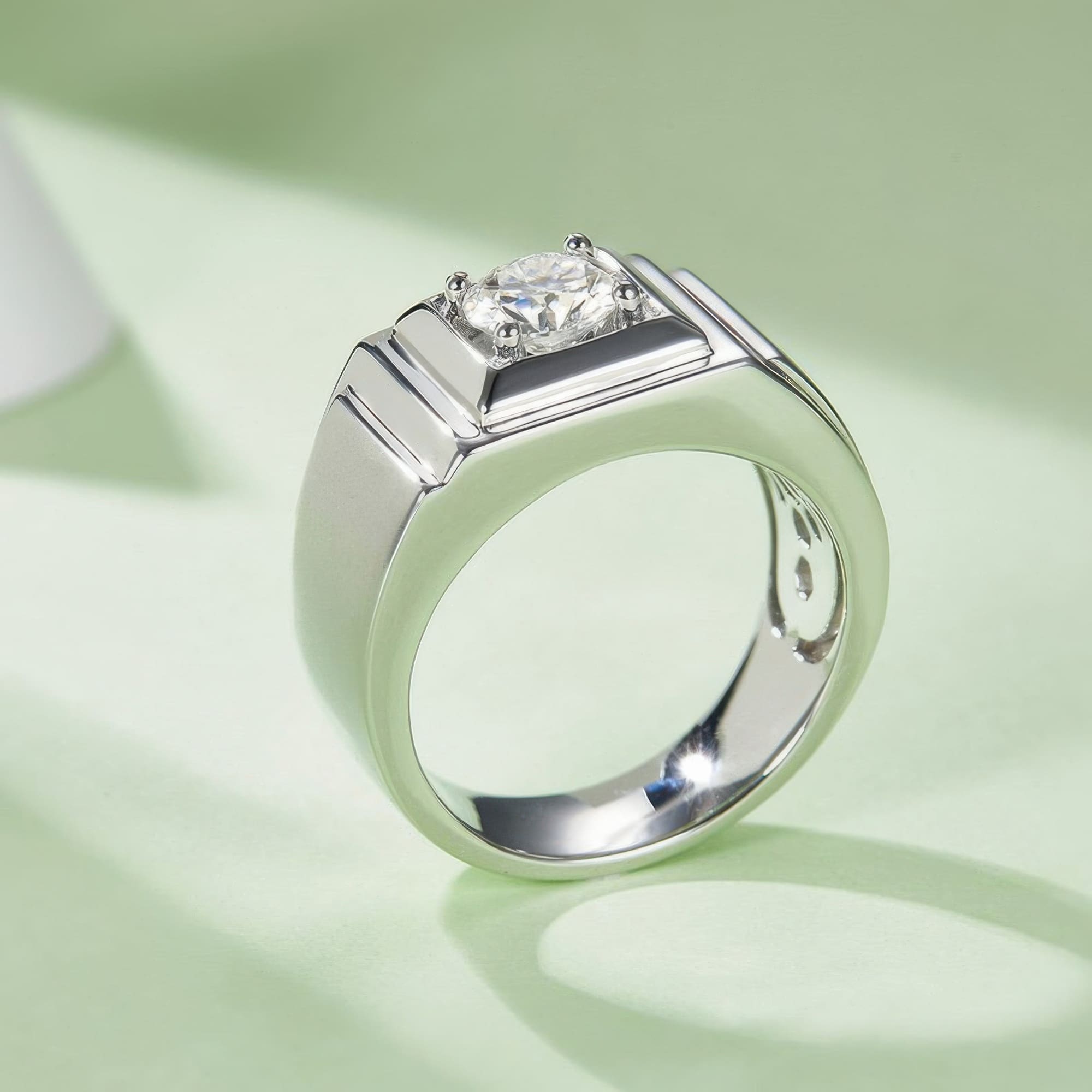 1CT Men's Geometric Moissanite Ring | 925 Sterling Silver - Image 3