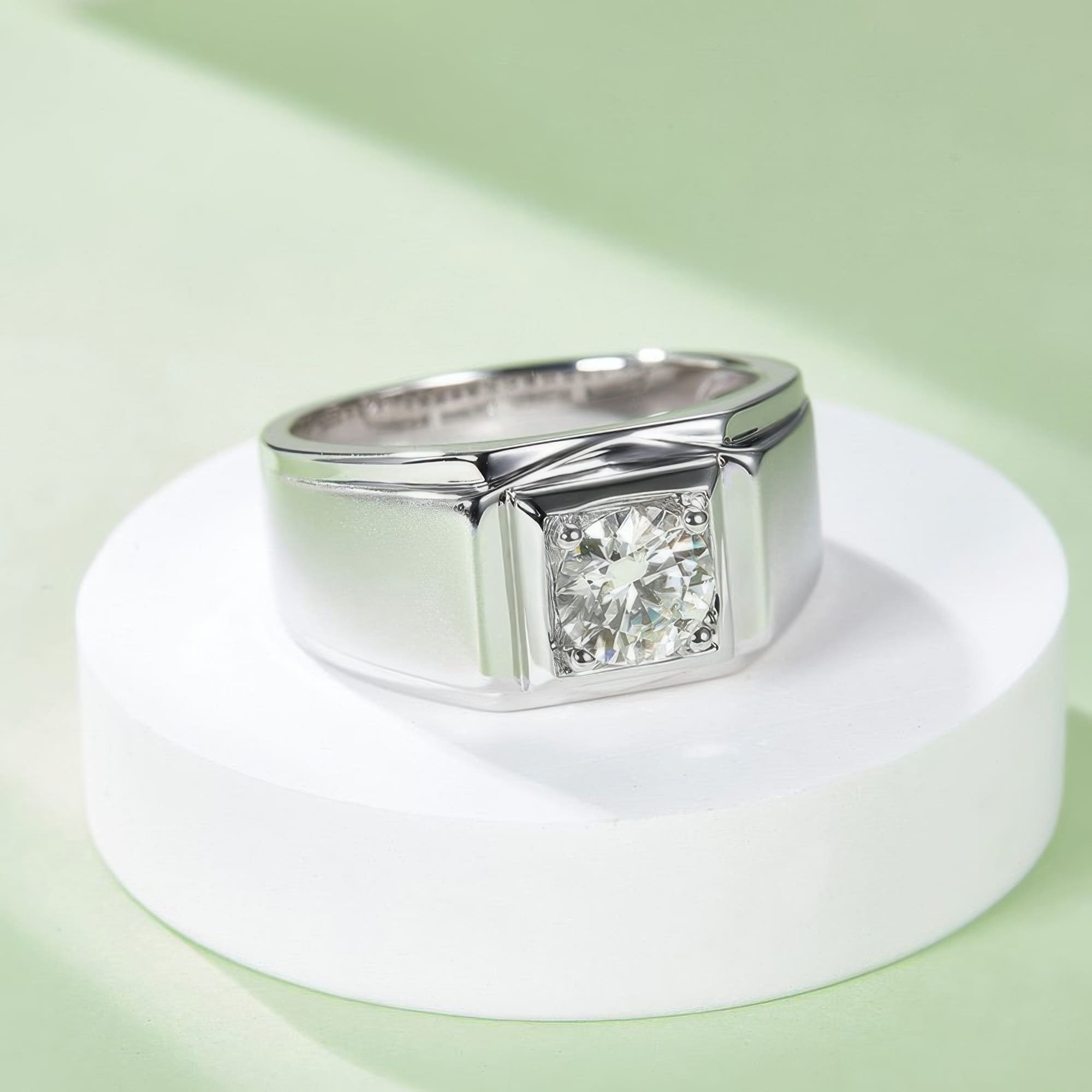 Men's 1 Carat Moissanite Ring | 925 Sterling Silver Round Cut - Image 3