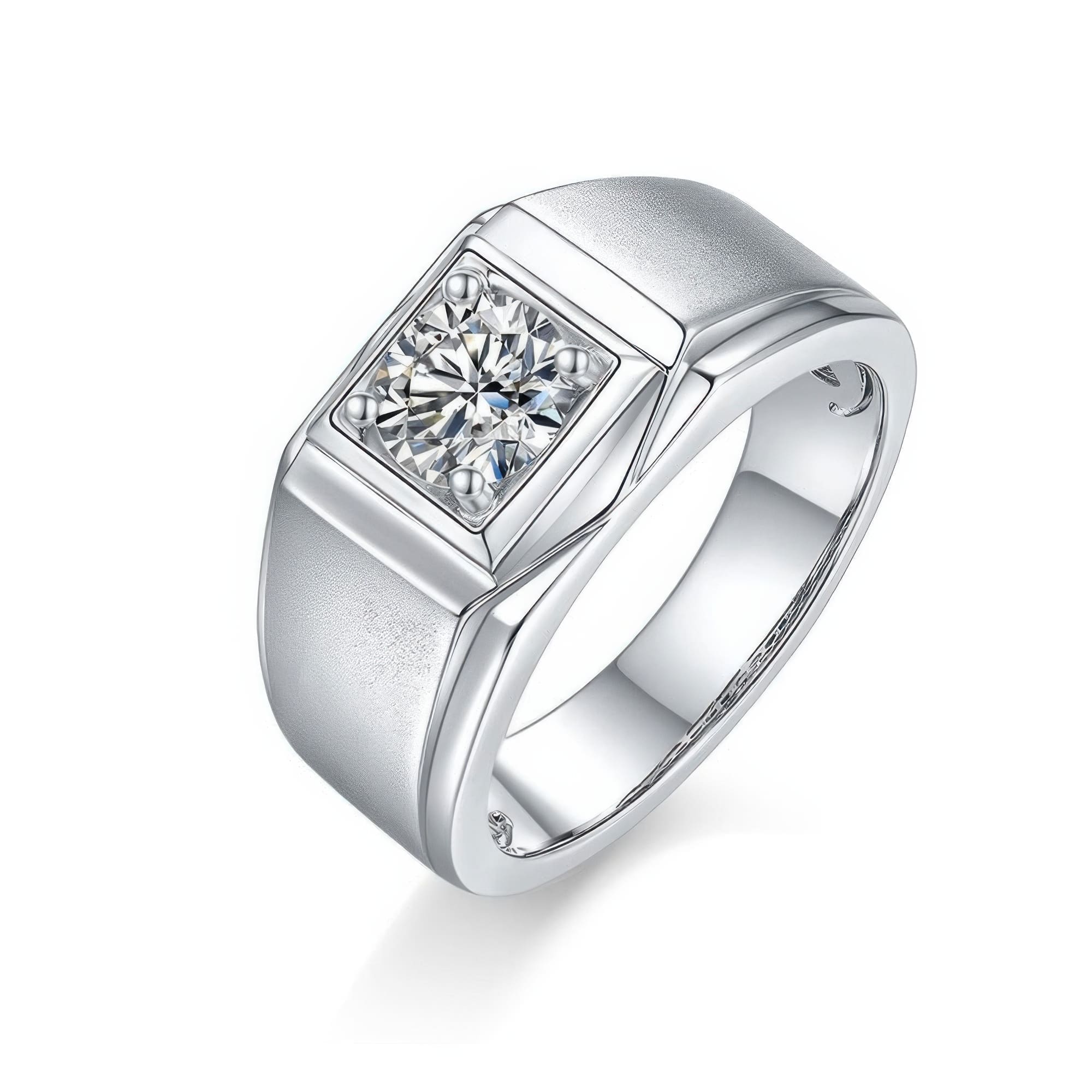Men's 1 Carat Moissanite Ring | 925 Sterling Silver Round Cut